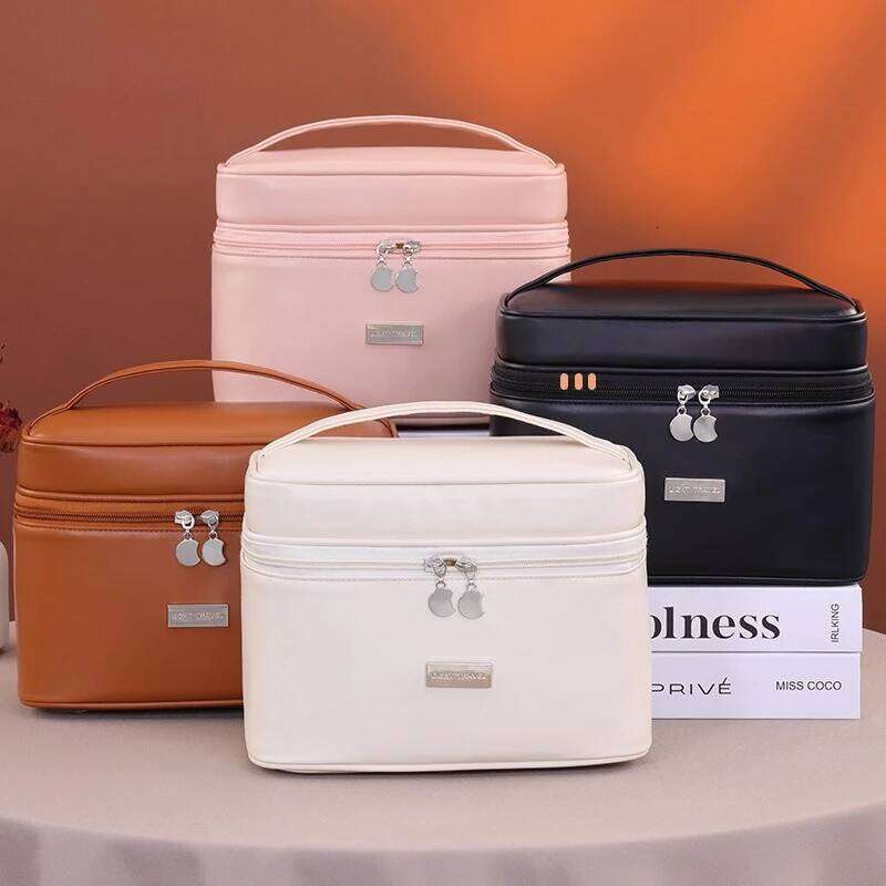 Women bag Portable PU Leather Cosmetic Bag - Durable Makeup Pencil Case with Zipper, for Brushes, Lipsticks & Travel Essentials Y260206