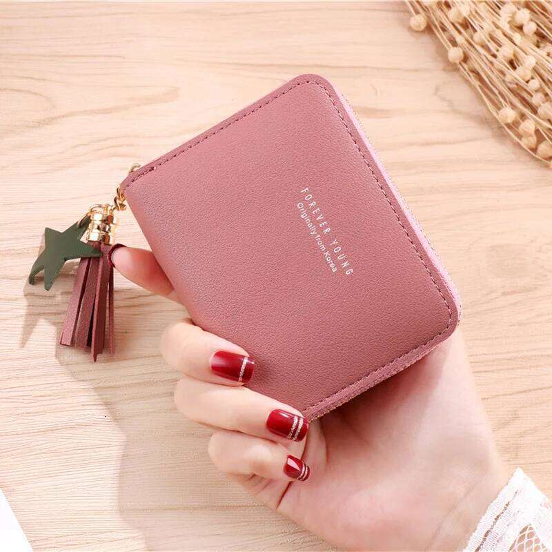 Women Small card Ladies Mini Tassel Cute Girl Short Zipper Lovely Pu Leather Coin Female Hand Wallet Purse Y260206