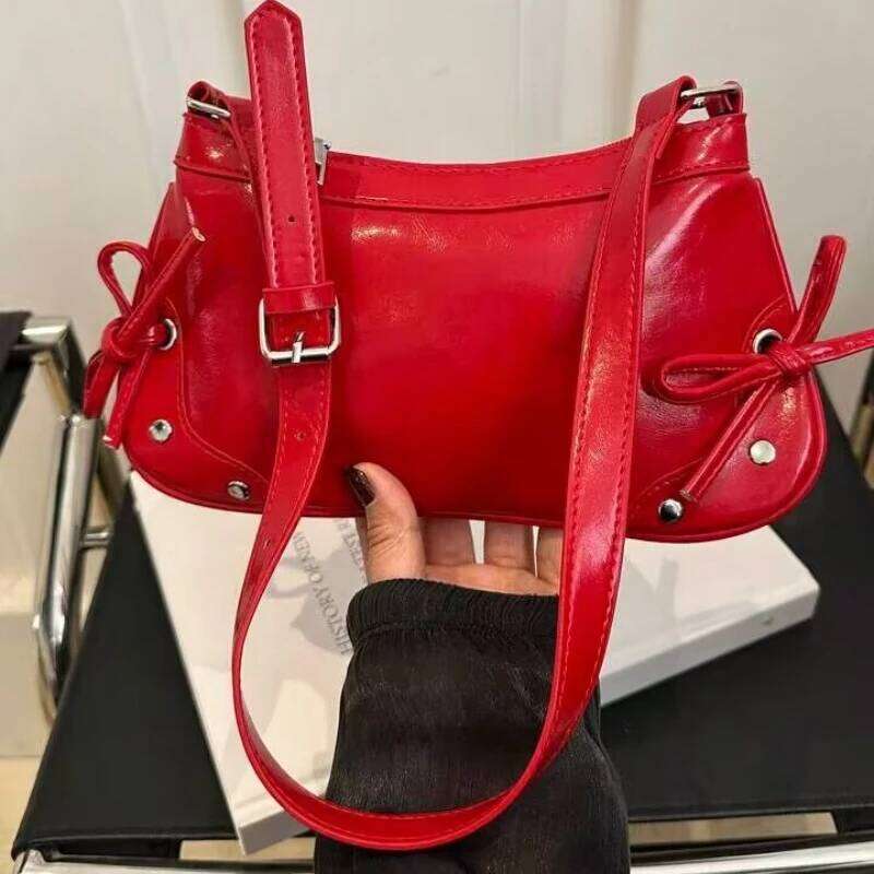 Y2k Women's New Style, Fashionable High-end Bow Underarm Bags, Versatile and Simple Single Shoulder Handbag Y260205