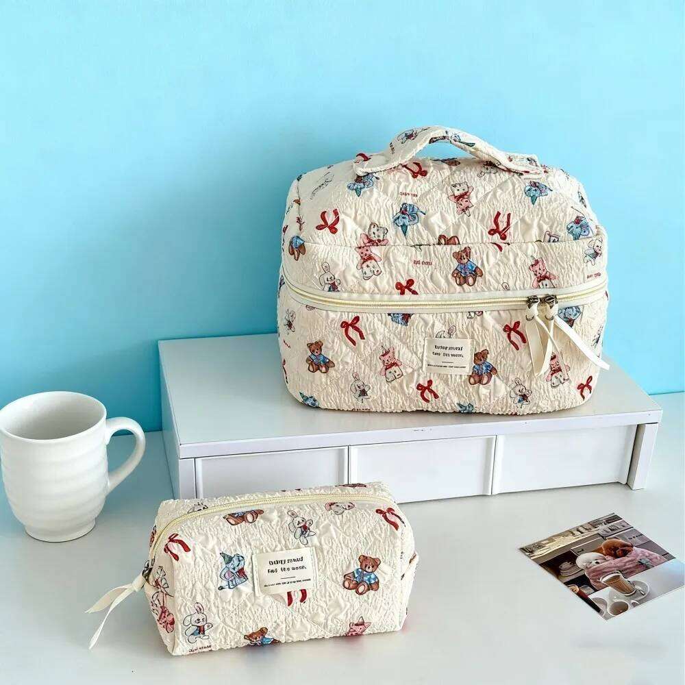 Organizers Toilet Ladies Cute Quilted Travel Cosmetic in Bag Makeup Pouch Large Capacity Y260206