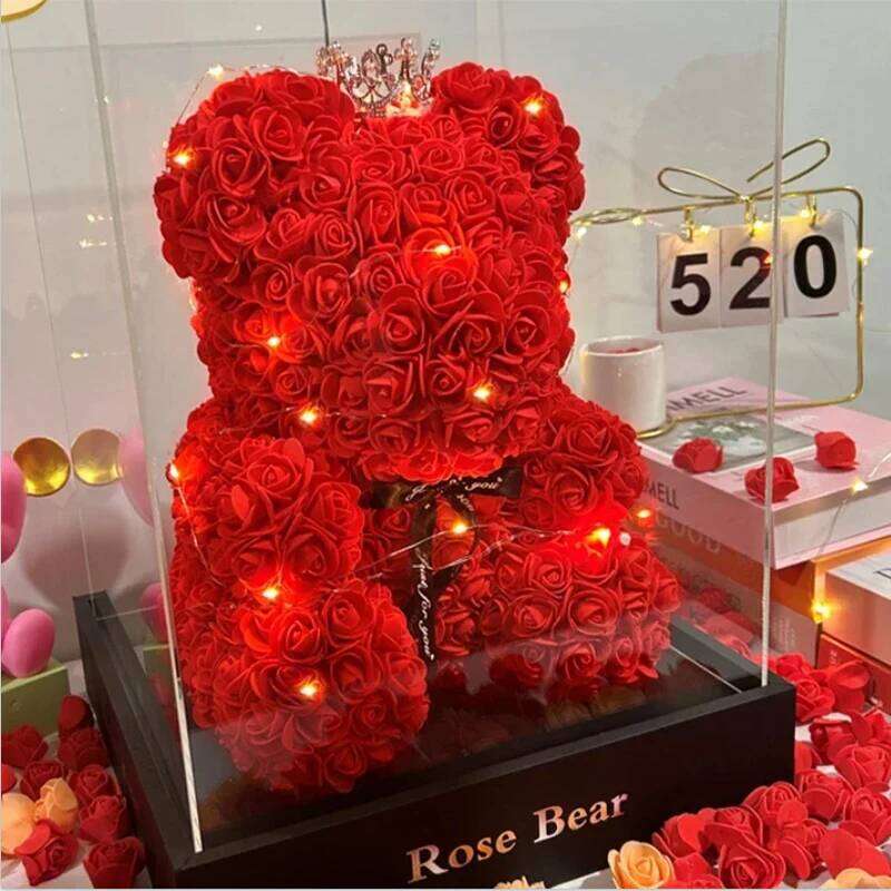 Eternal Rose Bear Artificial Flower Valentine's Romantic Box Girlfriend Mother's Day Creative Anniversary Wedding Gift S260204