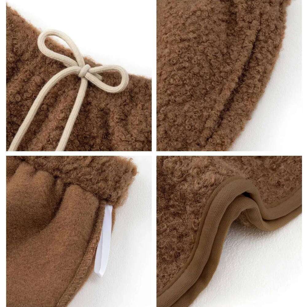 2026Women's Faux Lamb Fur High Waisted Outer Wear Hot Pants, Autumn Winter Warm Fleece Shorts Korean Fashion XJ260206