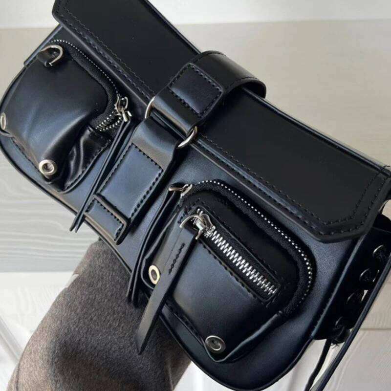 Goth Punk Cool Women's Underarm Bag Hot Girls Shoulder Bags Fashion Design PU Leather Female Handbags Tote Purse with Zipper Y260205