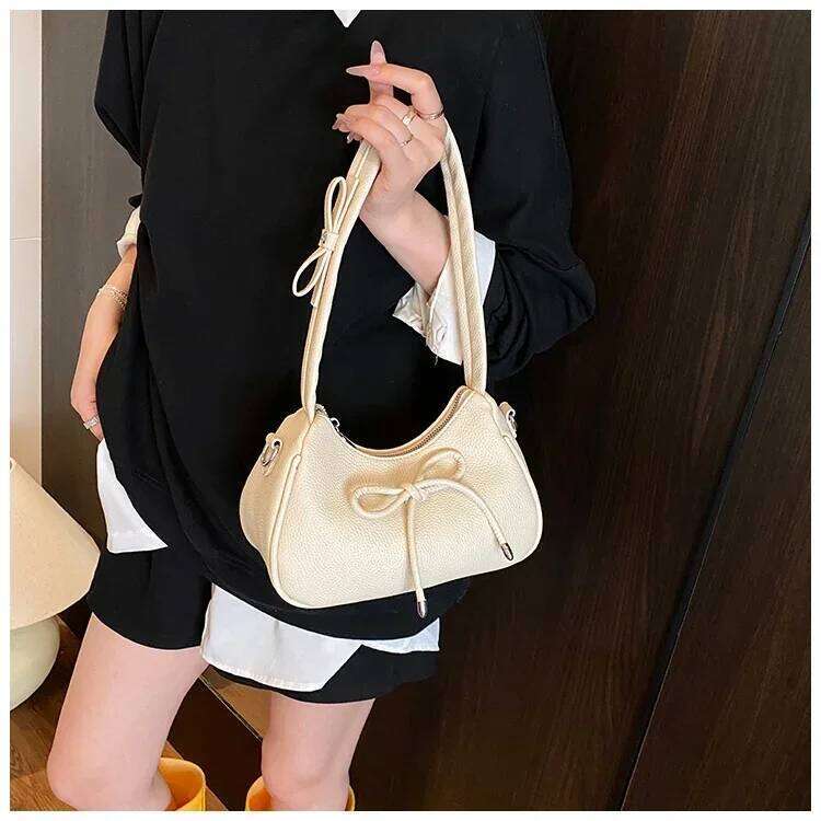 Women Casual Shoulder Bag Solid Color Pu Leather Bucket Female Daily Commuting Underarm Packs Large Capacity Crossbody Bags Y260205