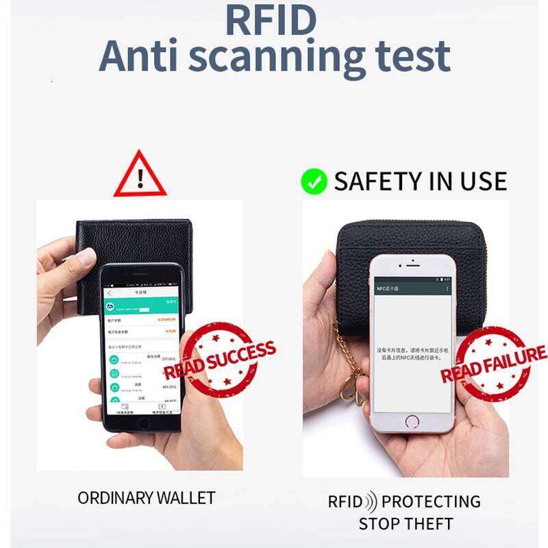 RFID Blocking Women's Bag Zipper Multi Slot Pocket Cowhide Credit Card Holder Soild Color Luxury Genuine Leather Coin Purse Y260206