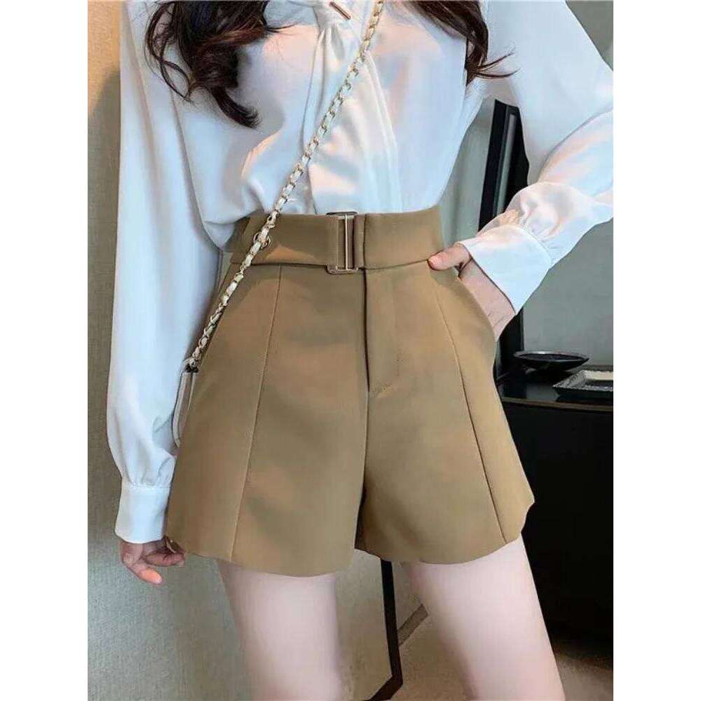 Shorts Women Elegant Korean Style Trendy Office Simple High Waist All-match Mature Tender Ladies Spring Pure Color New Design XJ260206