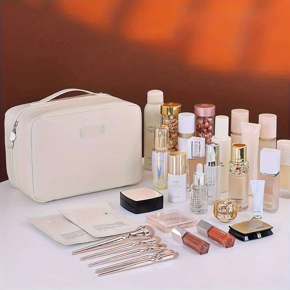 PU Flame Cosmetics Storage Double Zipper Makeup Brush Bag Business Travel Beauty Toiletries Sorting Bags Y260206