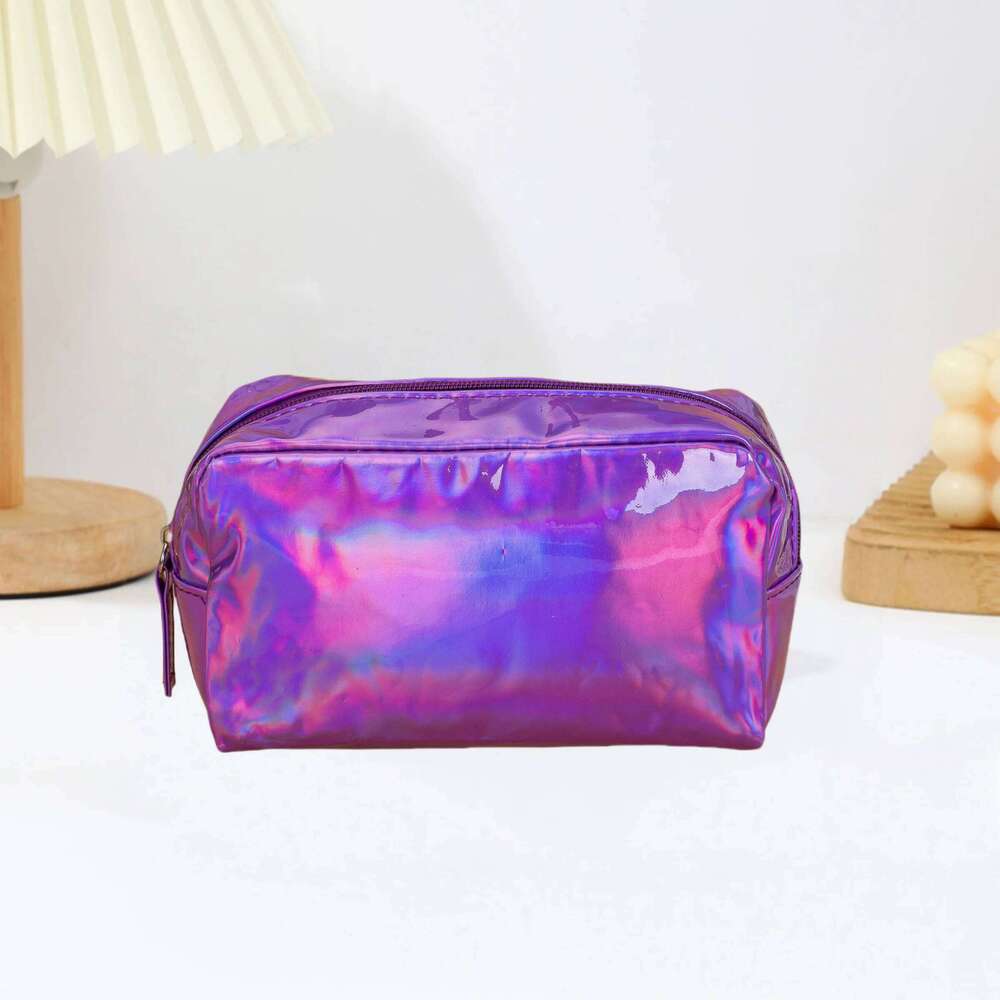 Fashionable laser waterproof PU makeup Large capacity square colorful wash Multi functional storage bagcosmetic bag Y260206