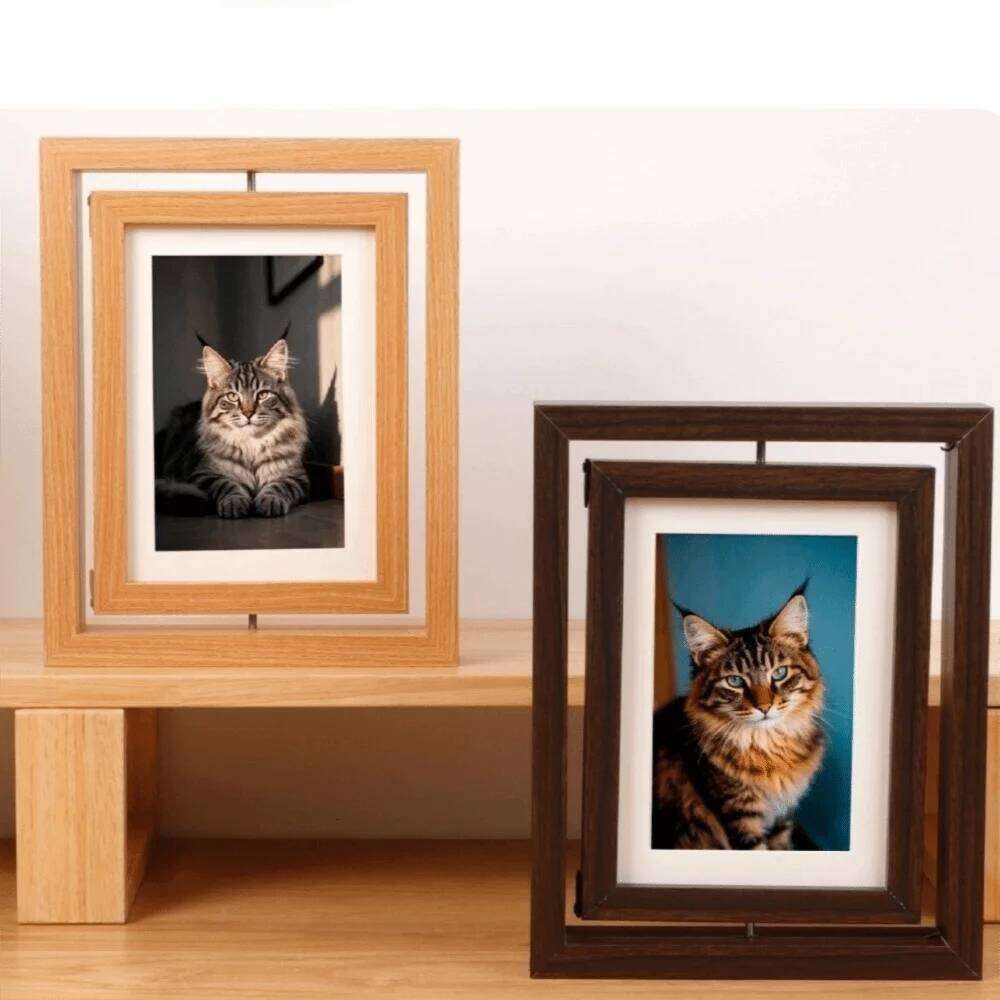 Creativity Wooden Memorial Durable Detachable Pet Double Sided Rotating Photo Frame Living Room Decor S260205