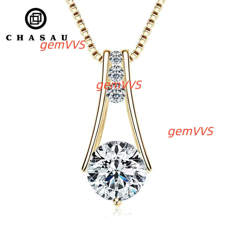 925 Sterling Silver Original Certified 8Mm 2.0Ct D Color Vvs1 Moissanite Trapeze Pendant Station Necklaces