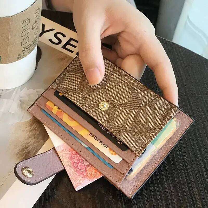 Monogram Ultra-thin Ins Style Holder Fashion Mini Short Envelope For Women Appliques Card&ID Wallet Credit Card Purse Y260206