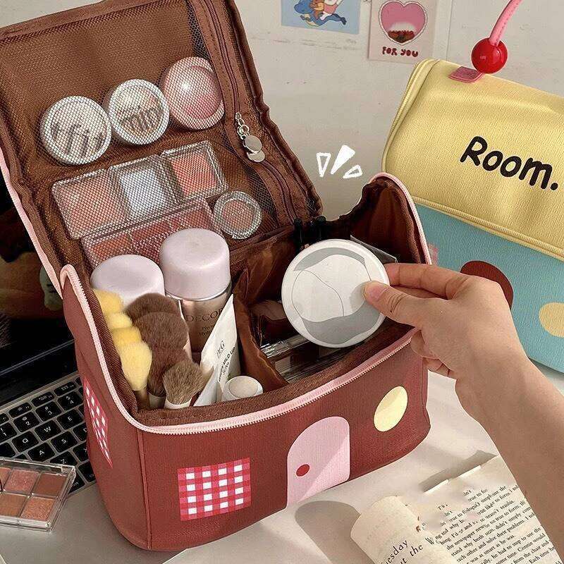 Cute Macaron House Women Tote Cosmetic Large Capacity Makeup Toiletry Storage Pouch Portable Kawaii Girls Clutch Bag Gift Y260206