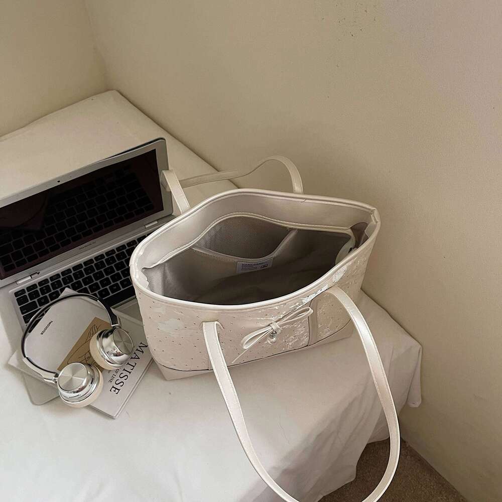 LEFTSIDE Retro Shopper Shopping Shoulder Bags for Women PU Leather Tote Bag 2025 Summer New Designer Bow Purses and Handbags Y260205