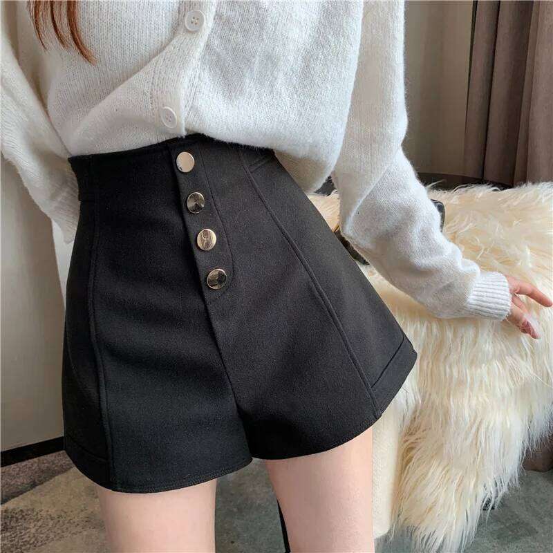 Black Shorts Women Spring Summer New Wide Leg Pants High Waist Single BreastedAApricot casual hot pants XJ260206