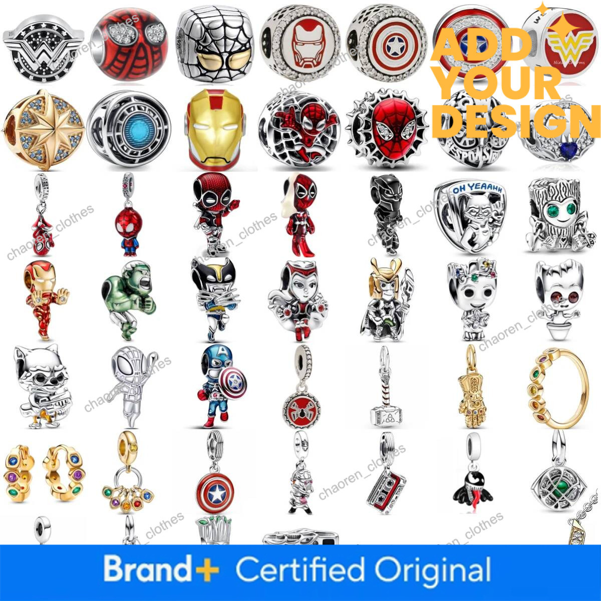 Hot Sale 925 Silver Diy Bead Miniso Disney Charm Fit Original Pendant Hero Man Bracelet Movie Anime Character Spider Trinkets