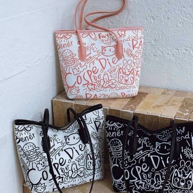 Canvas Tote Women Shoulder Casual Versatile Large Capacity Shopping Class Bag for Girl Designer Bags Y260204