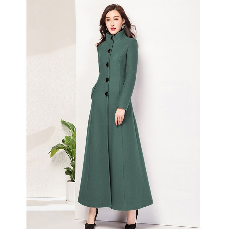 autumn and winter slimfit standcollar woolen coat for women long style slimming thickened elegant woolen overcoat 241104
