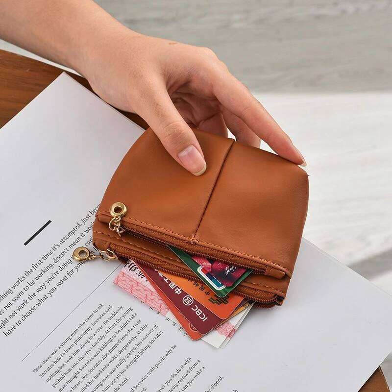 Women Men Coin Purse Wallet Change Purses Zipper Money Bags Cute Mini Wallets Leather Key Card Holder Small Storage Bag Y260206