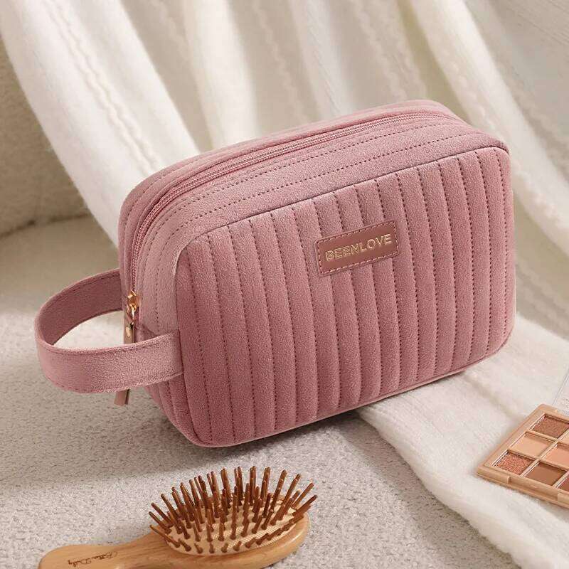 Winter Fall Velvet Cosmetic Bag Large Capacity Portable Makeup Organizer Pouch Multi-Color for Brushes Cosmetics Travel Use Y260206