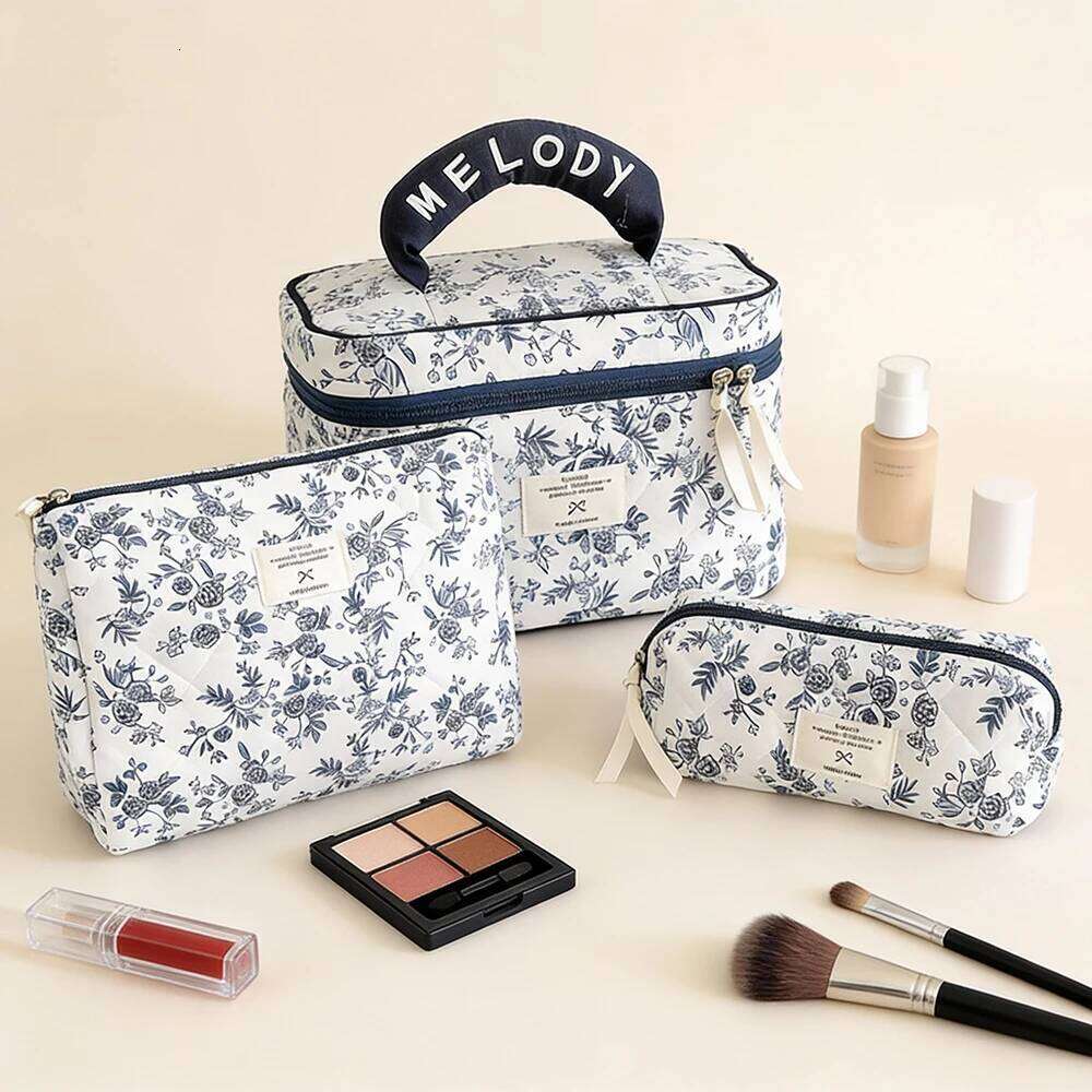 Airfriend Flower Large Organizer Woman Travel Toiletry Set Of Cosmetic Bags 3 Pcs Quilted Makeup Bag Y260206