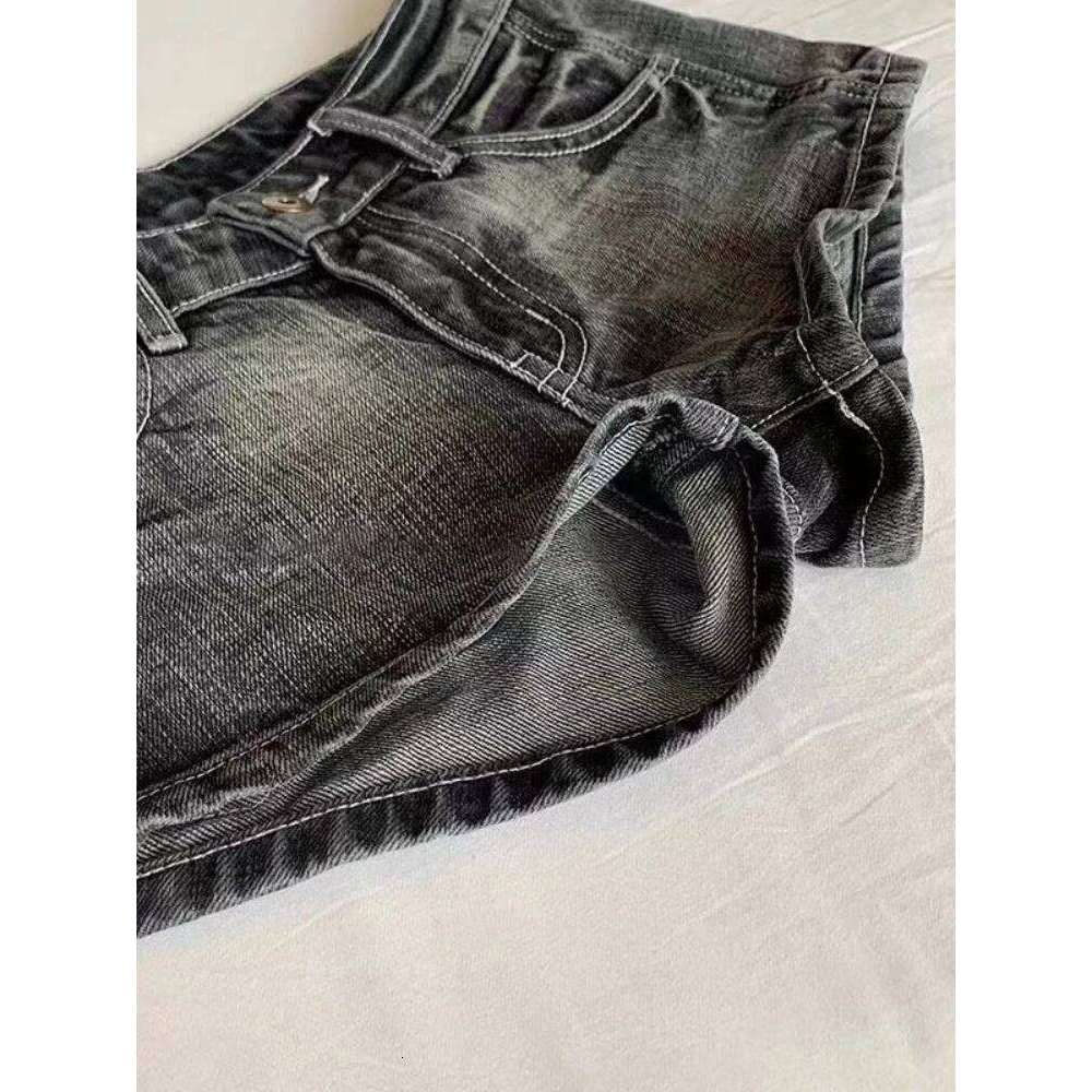 HOUZHOU Vintage Black Denim Women Sexy Gyaru Low Waist Shorts Female Y2k Punk Retro Summer Streetwear Short Jeans Slim Up XJ260206