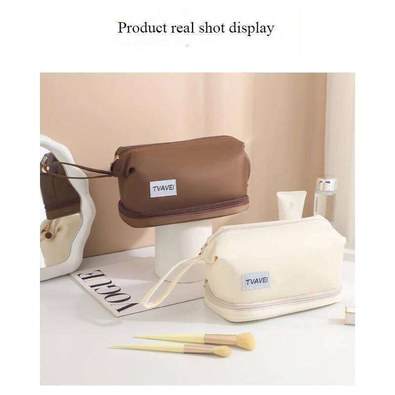 Girl Leisure Twill Double Layer Makeup Travel Wash Bag Large Capacity Cosmetic Storage Bags for Woman Oxford Cloth Y260206