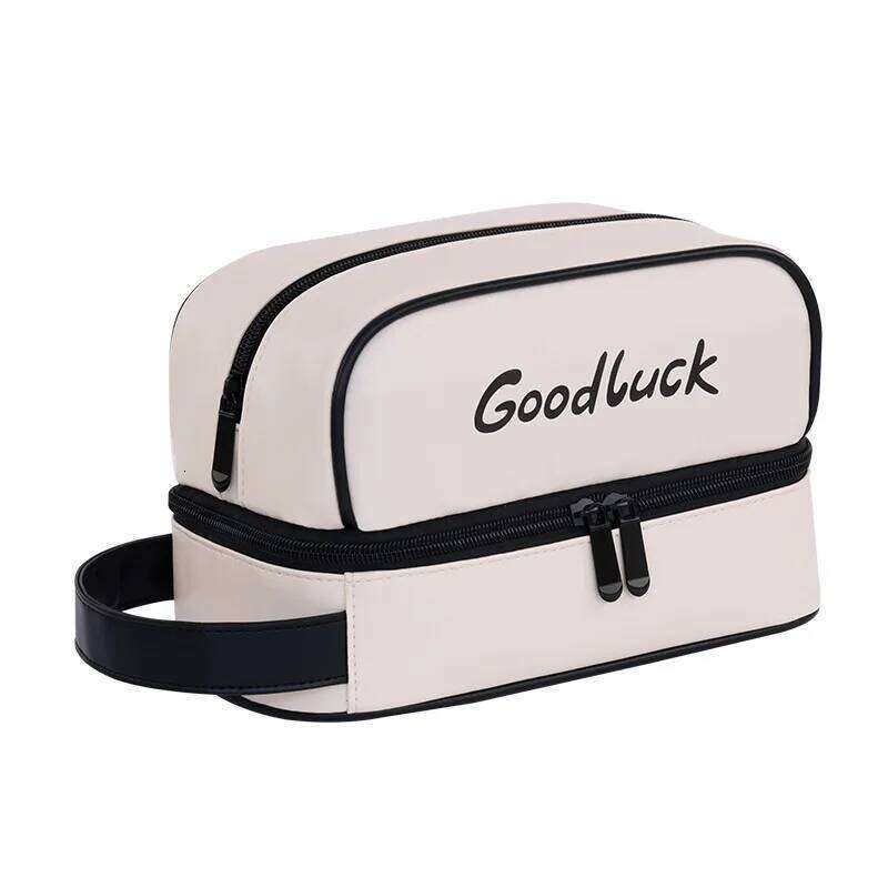 Women's Double Layer PU Leather Makeup Bag Portable Travel Cosmetic Organizer Toiletry Pouch for Beauty Essentials Y260206