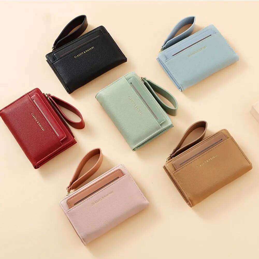 Elegant PU Leather Short Wallets Korean Style Portable Women Clutch Coin Purse Multifunctional Change Bag Outdoor Y260206
