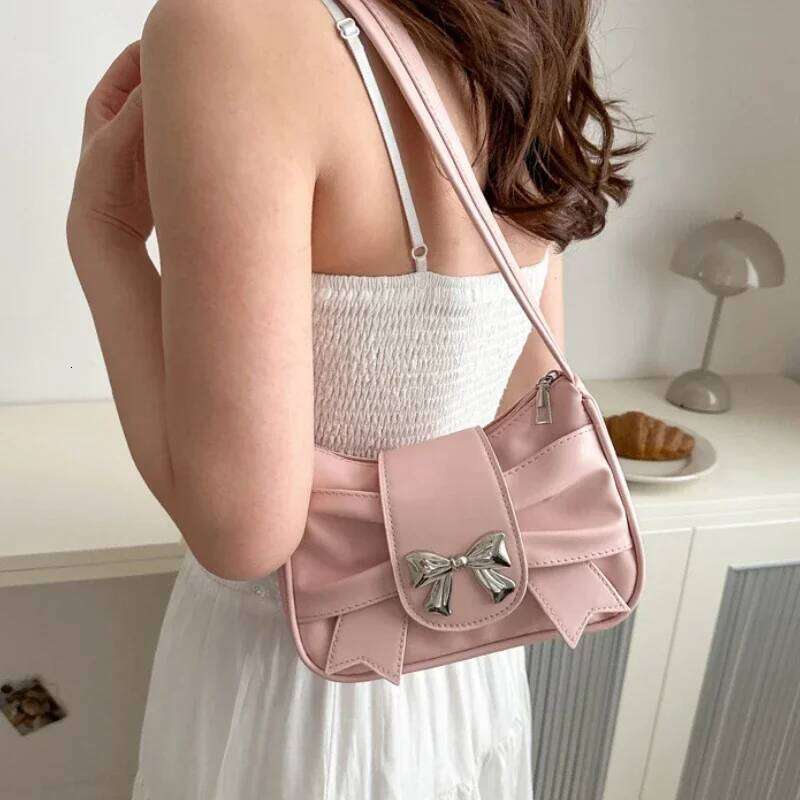 PU Leather Trendy Bow Shoulder Handbag Casual Underarm Daily Commuting Lady Banquet Bag Business Women's Bags Z260207 - view 6