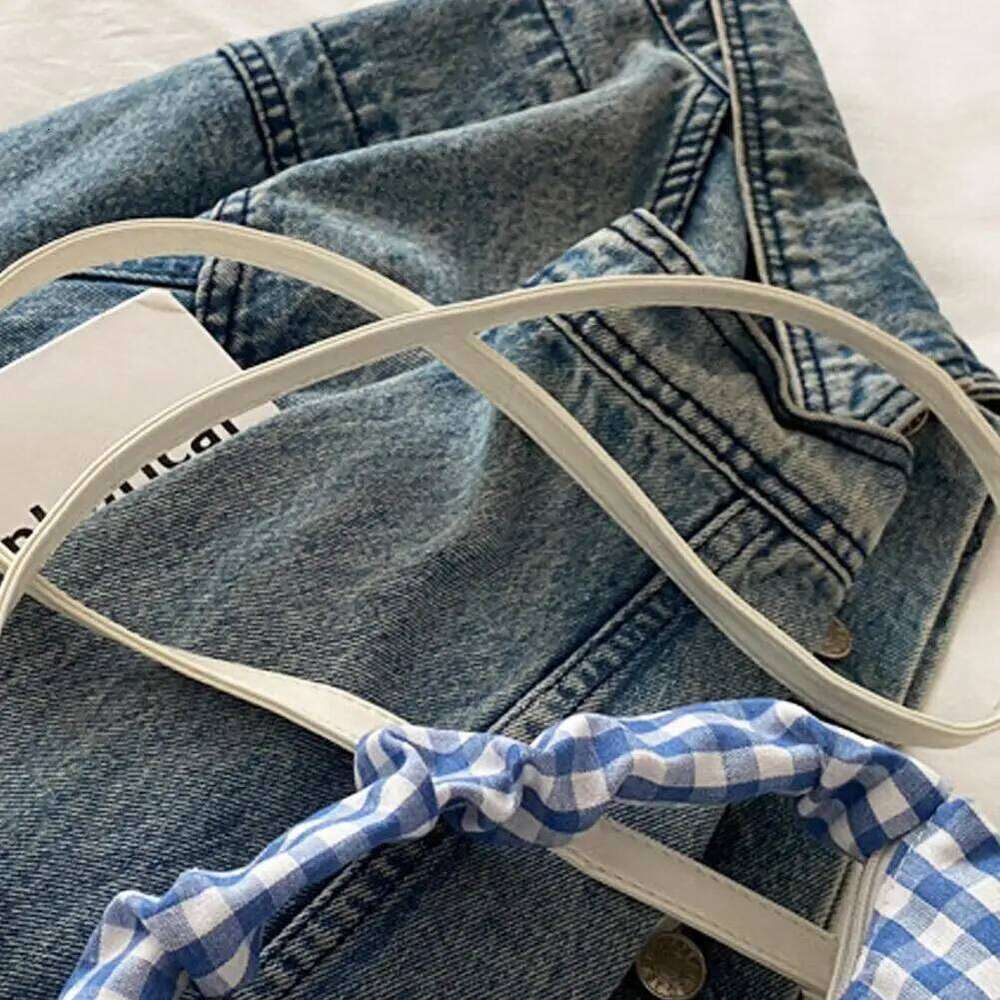 Bow lace Plaid Dumpling rid French Underarm pouch Tote bag Small Versatile Cute Sweet Canvas Shoulder Bag Z260207 - view 5