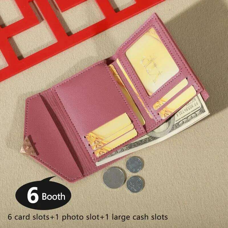 2023 New Small Women's Metal Short Fold Personalized Student Cute Mini Fashion Zero Wallet Y260206