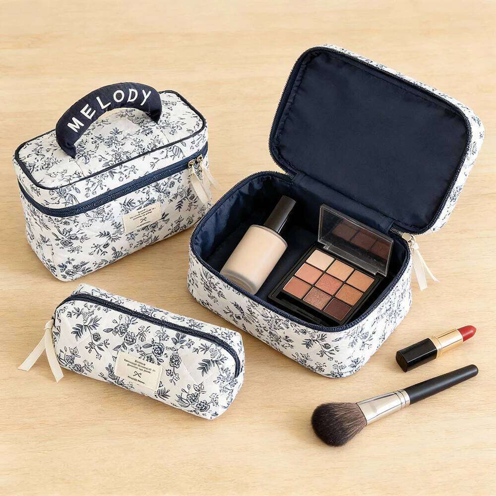 Airfriend Flower Large Organizer Woman Travel Toiletry Set Of Cosmetic Bags 3 Pcs Quilted Makeup Bag Y260206