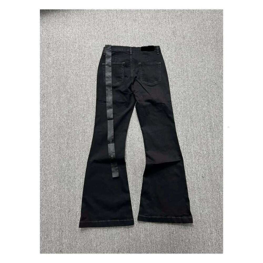 High Street RO Style Denim Men's 24SS Basic Elastic Black Ribbon Loose Flared Streetwear Casual Jeans Pants Men Clothing X260207 - view 3