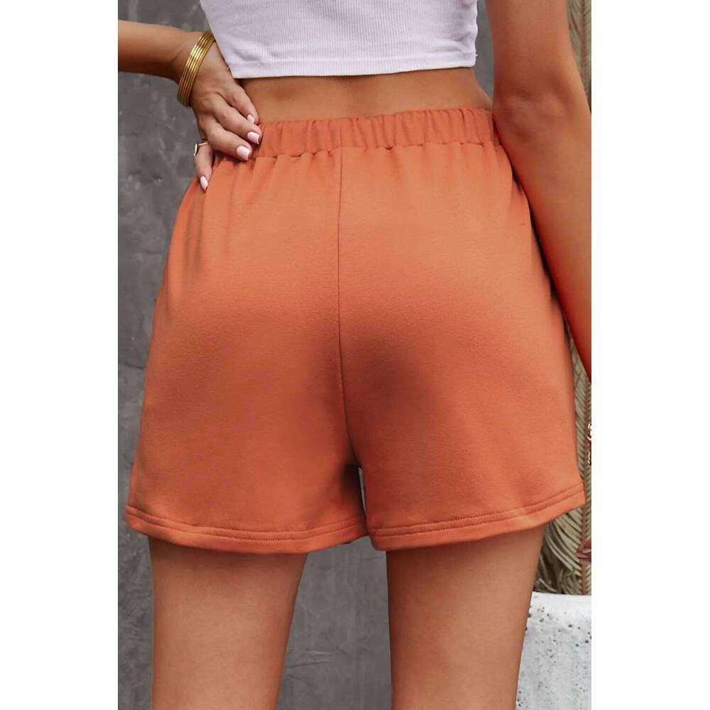 Summer pants women's solid color new high waist straight tube drawstring loose casual shorts women XJ260206