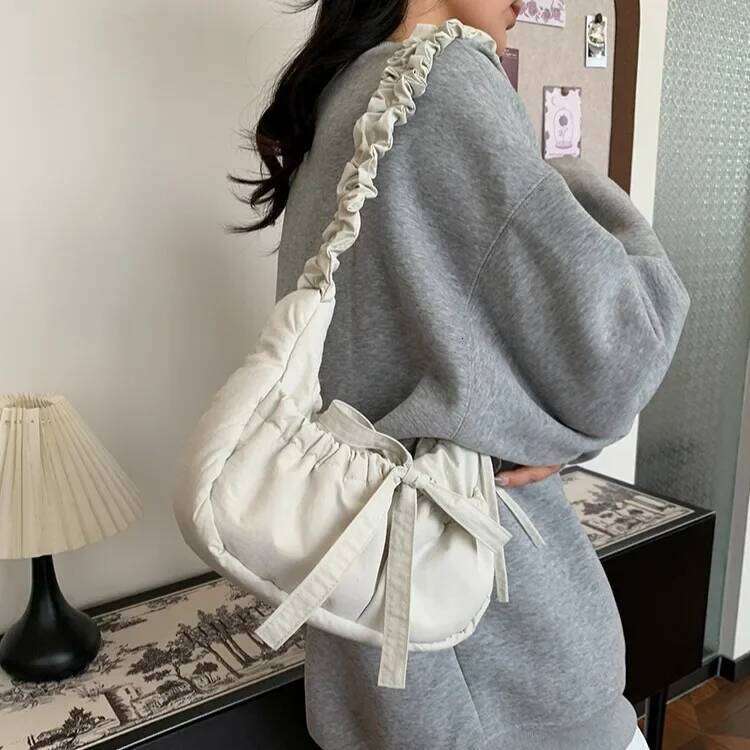 Casual Bowknot Women's Small Shoulder Bags Pleated Solid Color Ladies Underarm Handbags Portable Female Crossbody Bag Y260205
