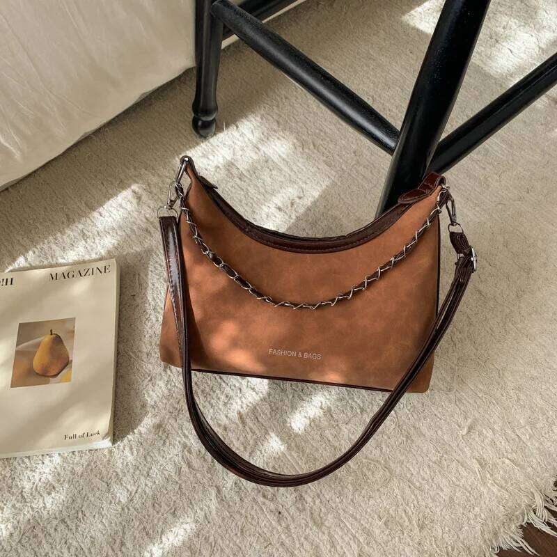 Casual Simple Hobos Shoulder Bags for Women Autumn Textured Versatile Ladies Crossbody Bag Retro Portable Female Handbags Purse Y260205