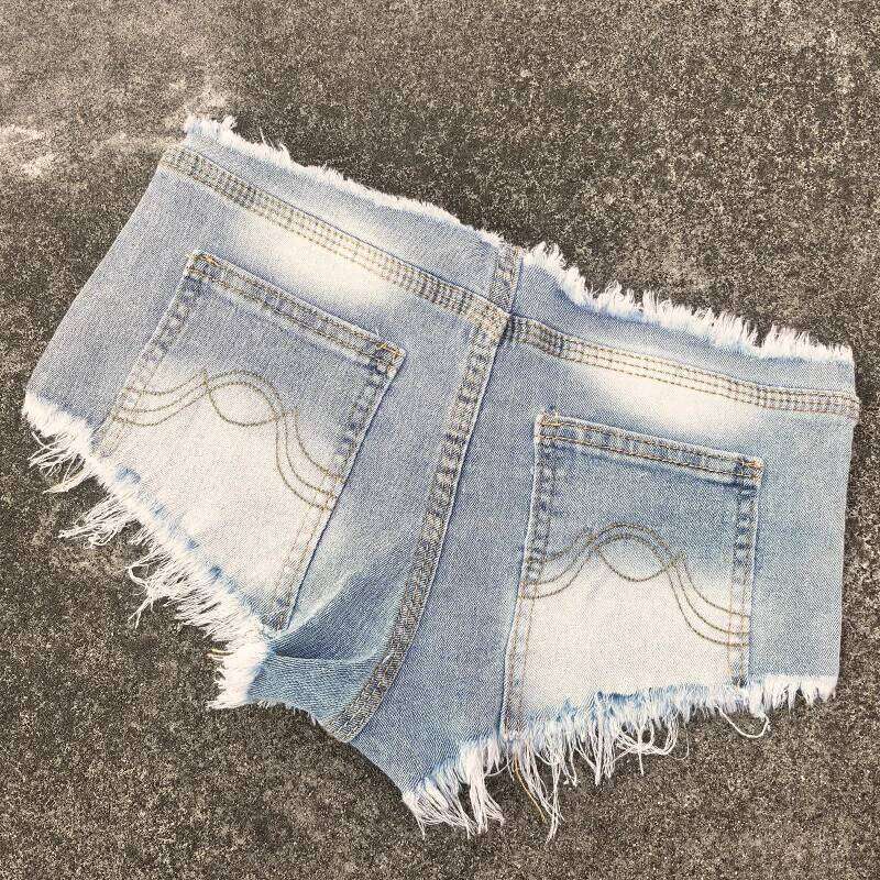 summer new low-rise denim shorts women's elastic ripped tight jeans hot pants XJ260206