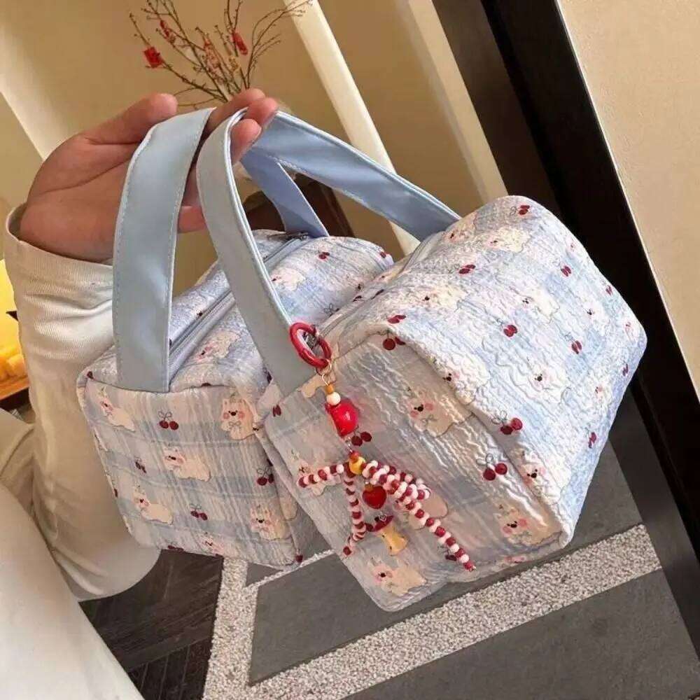 Cartoon Dog Printed Women's Large Capacity Cosmetic Organizer Bag Portable Travel Handbag Makeup Storage Y260206