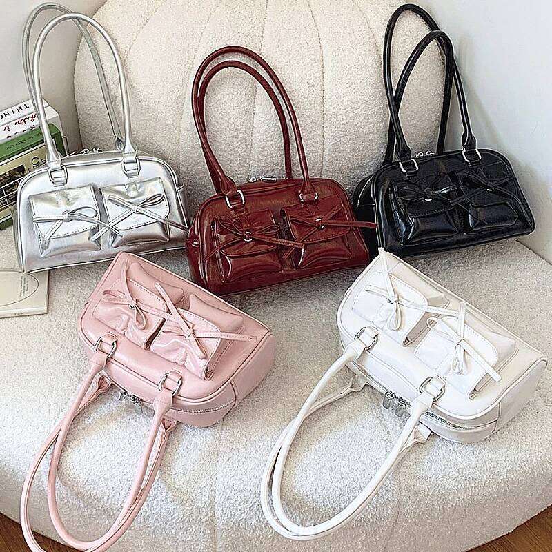 New Ballet Style Shoulder Spring Bow Underarm Bag Versatile Women's Bowling Simple Tote Bags for Women Daily Commute Y260205