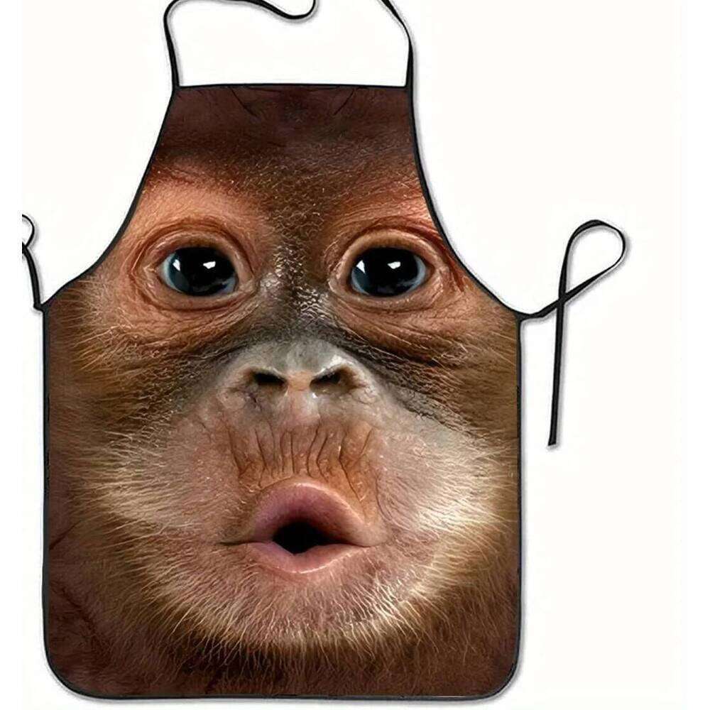 Gorilla Cubs Close-Up Face Print Sleeveless Polyester Apron for Home Kitchen Baking Work and Stylish Design S260205 d9b