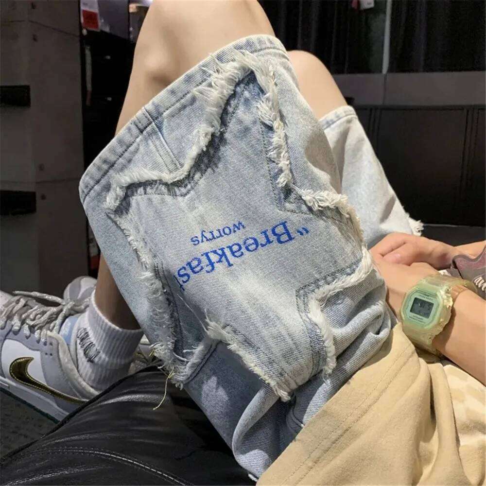 Pentagram Embroidery Y2k High Waist Casual Jean Women Gothic Loose Hip Hop Harajuku Streetwear Korean Style Denim Shorts XJ260206