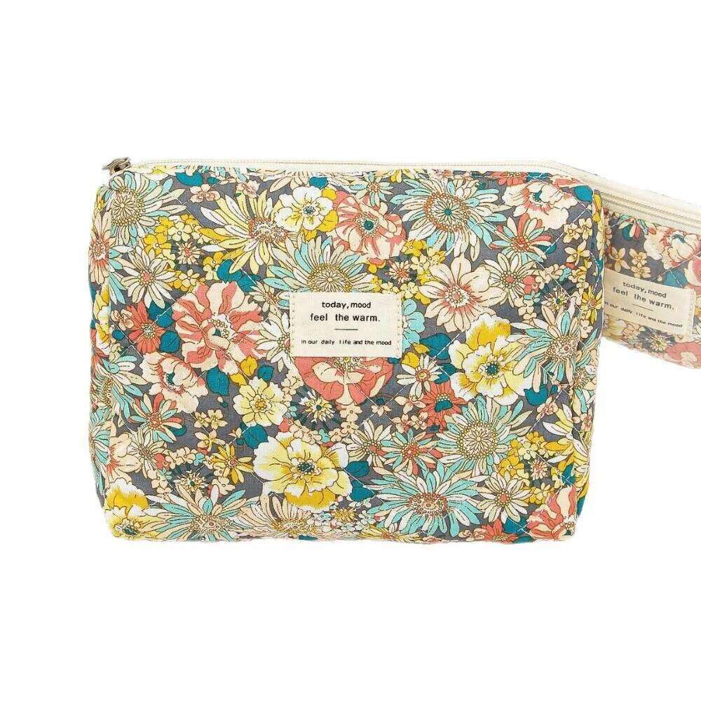 Fashion Floral Print Women Quilting Cosmetic Portable Travel Makeup Storage Pouch Handbag Mini Organizer Make Up Bag Y260206