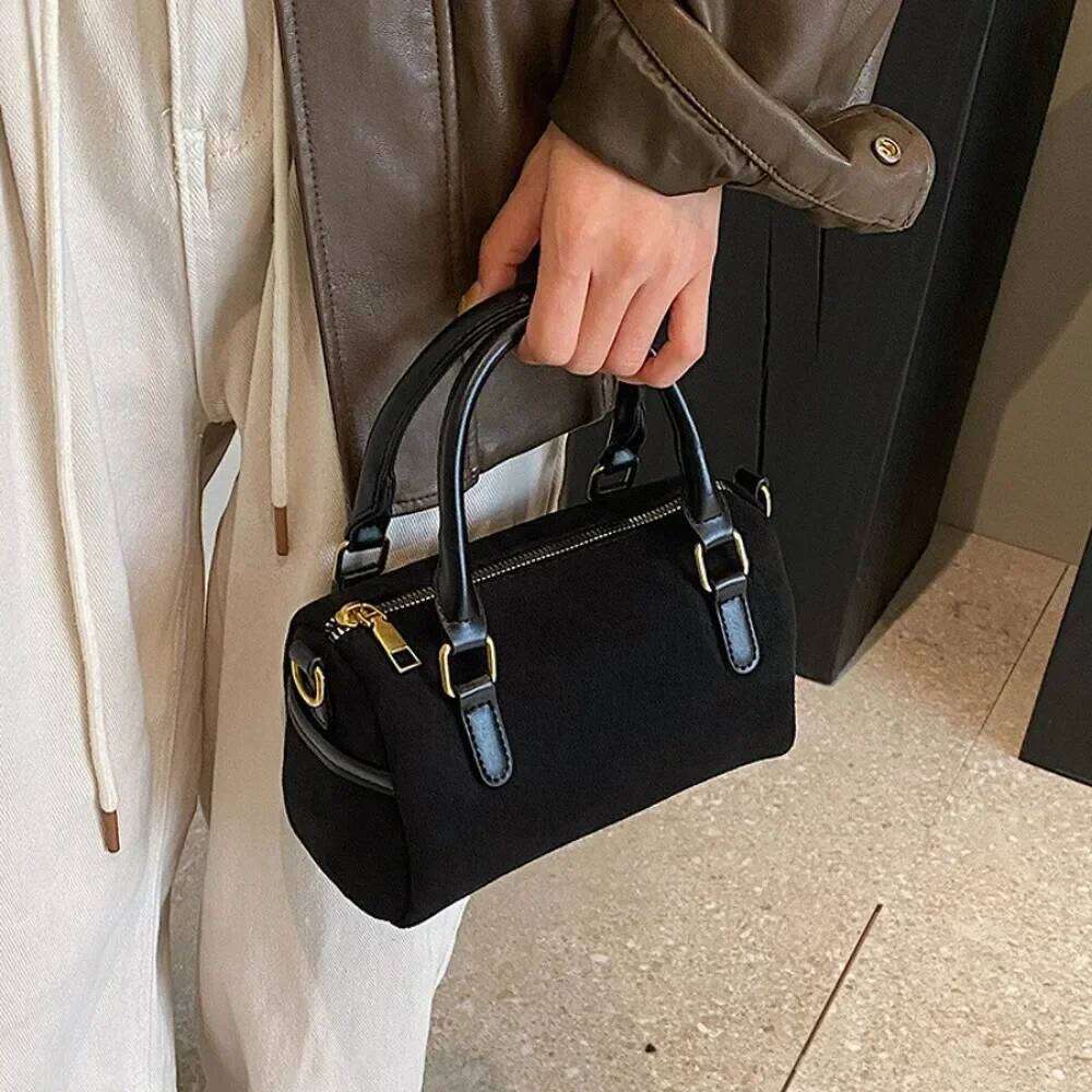 Simple and Fashionable Faux Suede Shoulder Crossbody Bag, Women's Small Bag,Boston Handbag, Bolso Mujer 2024 Y260205