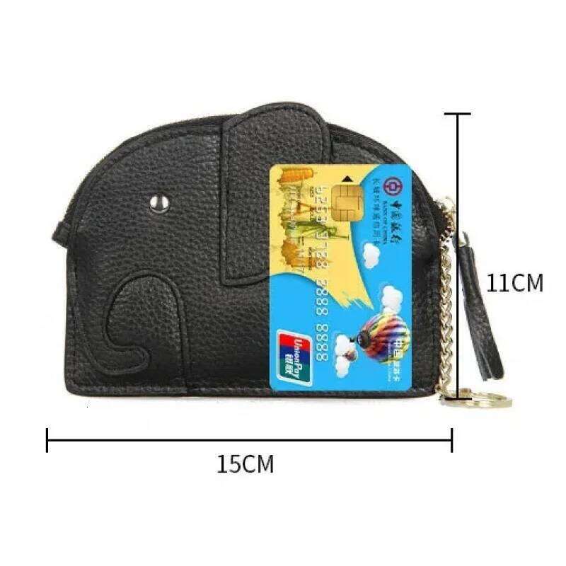 New Cute Elephant Cow Leather Women's Coin Purse Creative Card key lipstick storage bag Holder Wallet For Women Y260206
