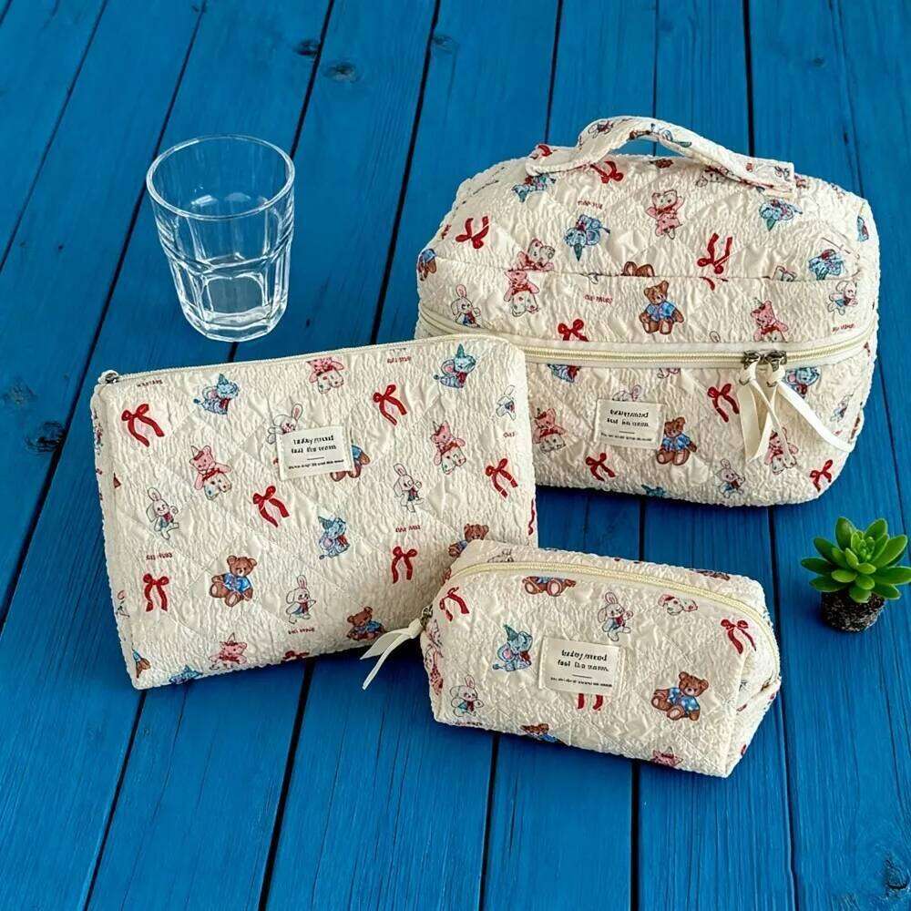 Organizers Toilet Ladies Cute Quilted Travel Cosmetic in Bag Makeup Pouch Large Capacity Y260206