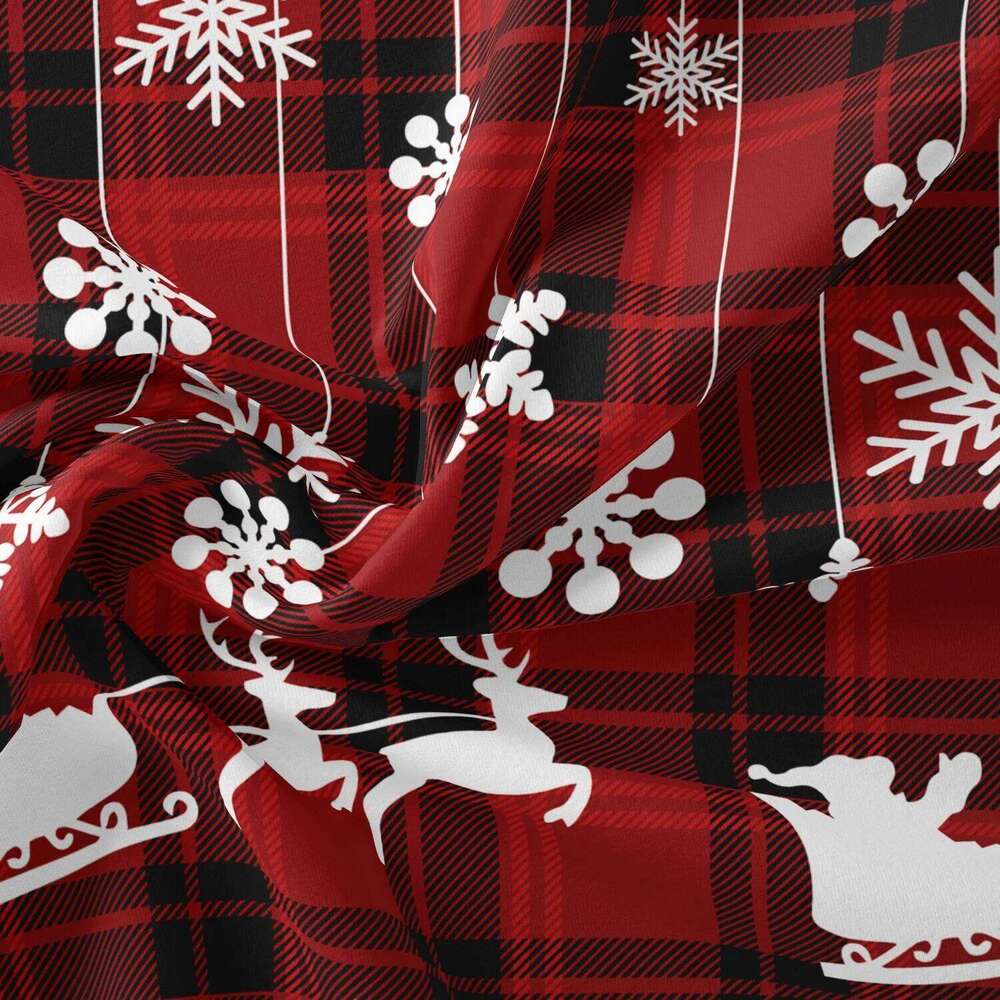 3pcs Down Elk Snowflake Christmas Theme Square Grid Quilt Cover Set Soft Microfiber Checkered Bedding Bedroom Decor XJ260206