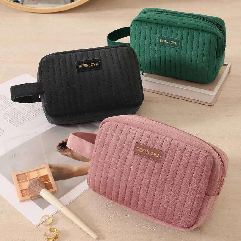 Winter Fall Velvet Cosmetic Bag Large Capacity Portable Makeup Organizer Pouch Multi-Color for Brushes Cosmetics Travel Use Y260206