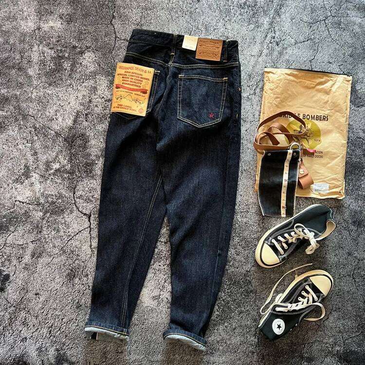 15oz Signature Commemorative American Retro Heavyweight Vintage Red Selvedge Embroidery Washed Denim Jeans Indigo Blue 5KM X260207
