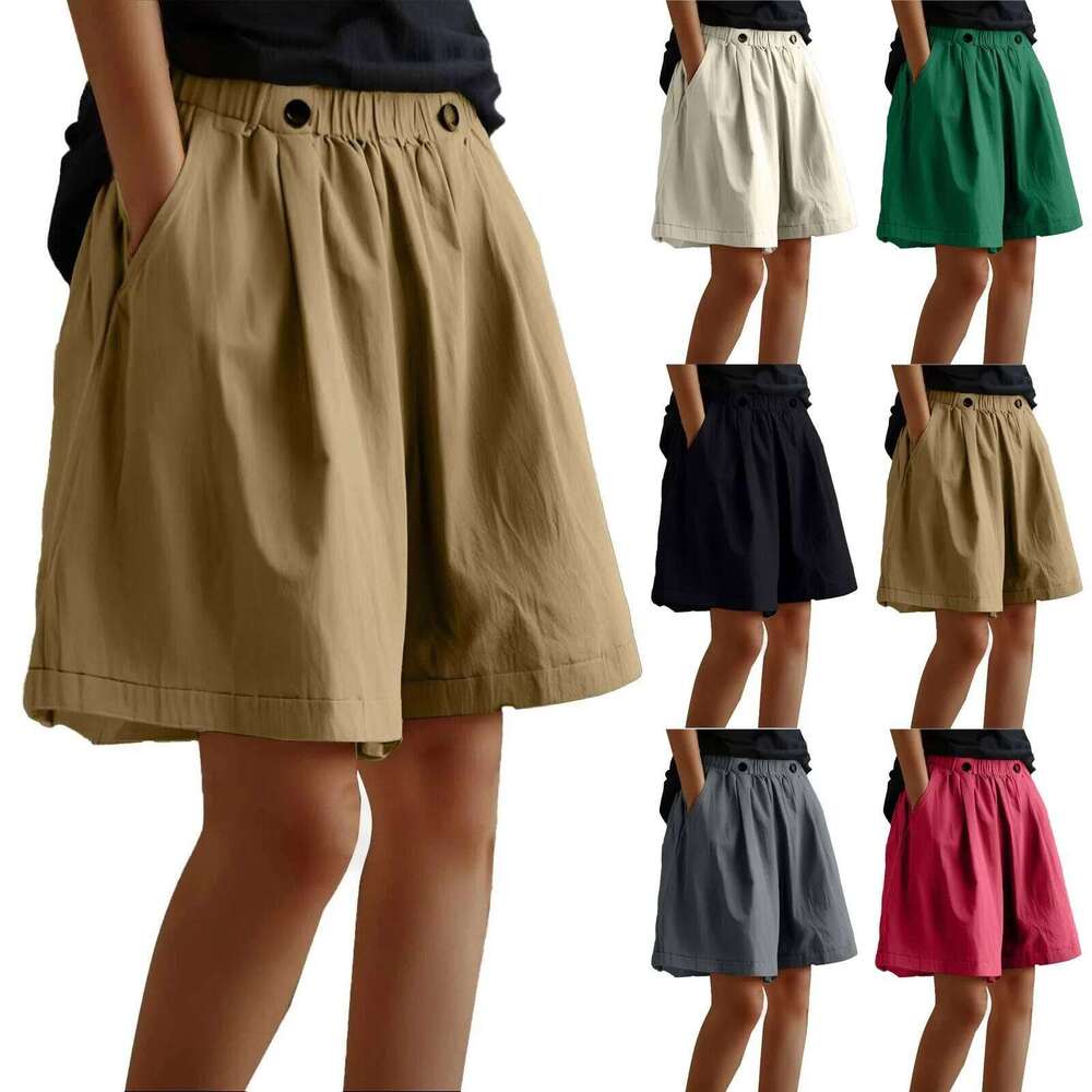 Women's summer straight wide-leg casual elastic high waist fashion sports loose jogging beach shorts XJ260206