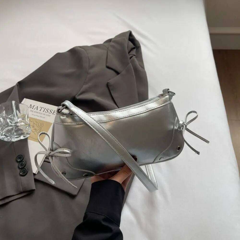 Fashion Solid Color Shoulder Bow Tie Armpit Bag PU Leather Y2K Women Handbag Ladies Z260207 - view 4